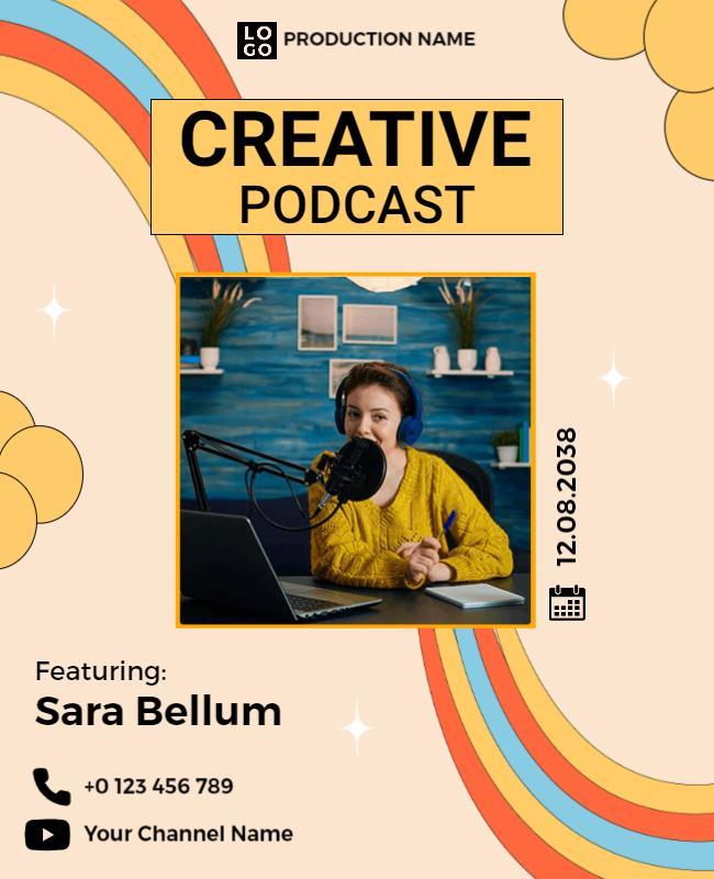 Creative Podcast Promotional Flyer Template