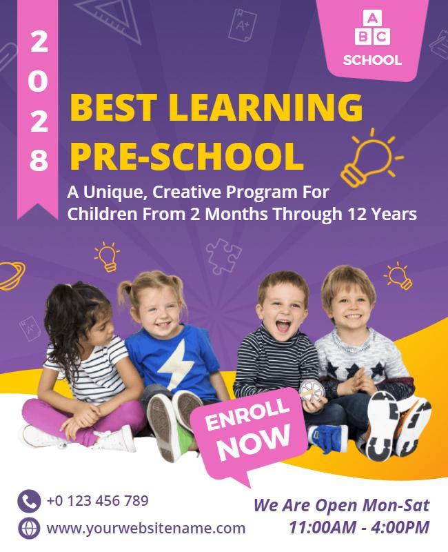 Creative Preschool Program Enrollment Flyer Template