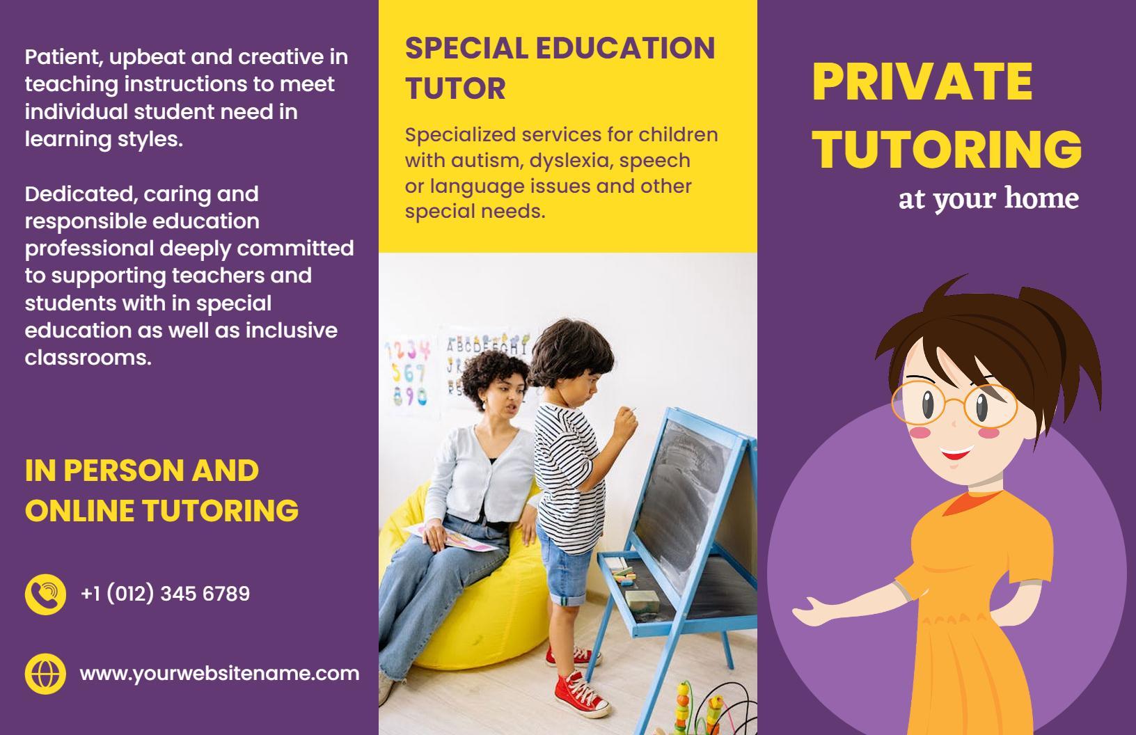 Creative Private Tutoring for Special Education Services Brochure Template