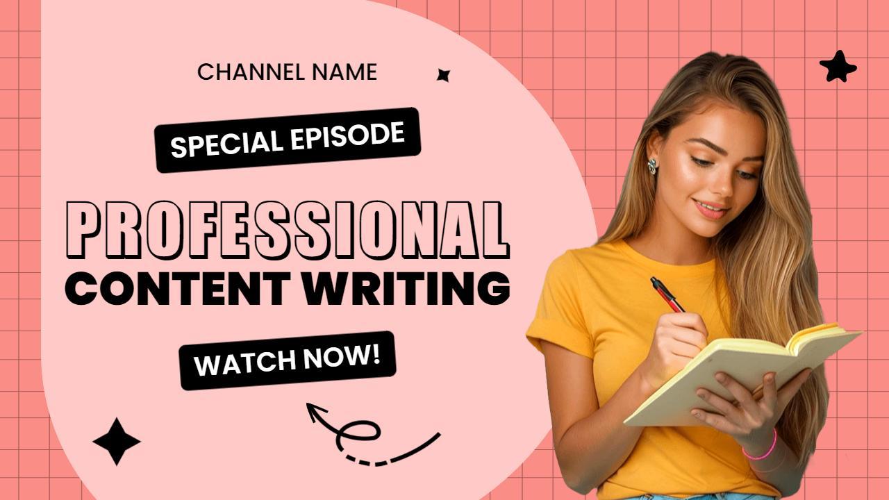 Creative Professional Content Writing Tips Trending YouTube Thumbnail Template