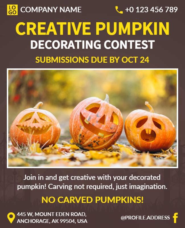 Creative Pumpkin Decorating Contest Flyer Template