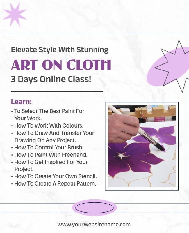 Creative Purple Art on Cloth Online Class Poster Template