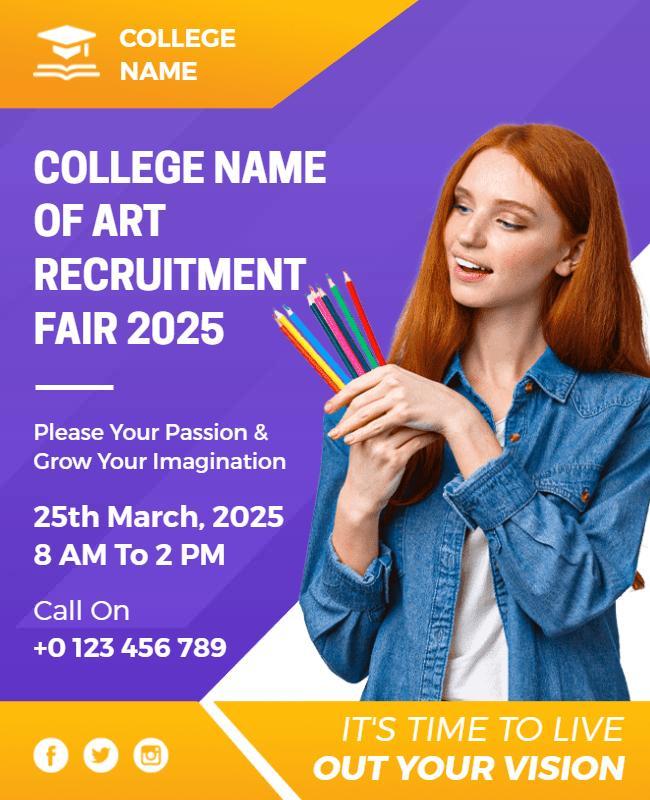 Creative Purple Art Recruitment Fair Event Flyer Template