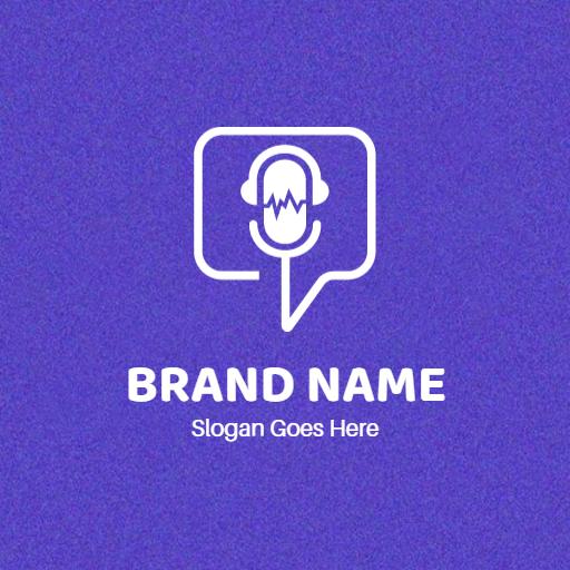 Creative Purple Background with Music and Sound Waves Logo Template