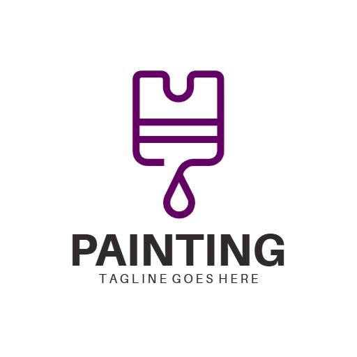 Creative Purple Paintbrush Design Showcasing Artistic Painting Logo Template