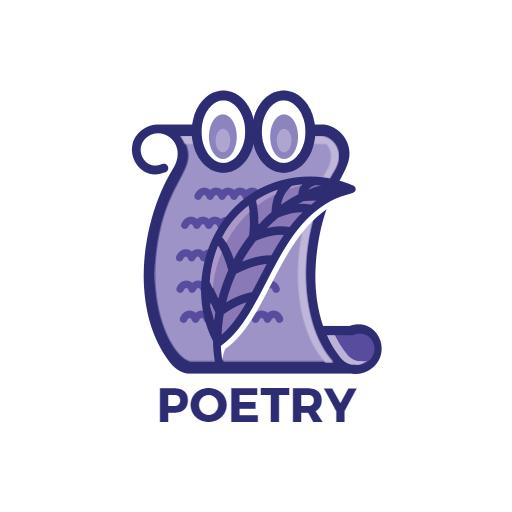 Creative Purple Scroll with Leaf Theme Showcasing Poetry Logo Template