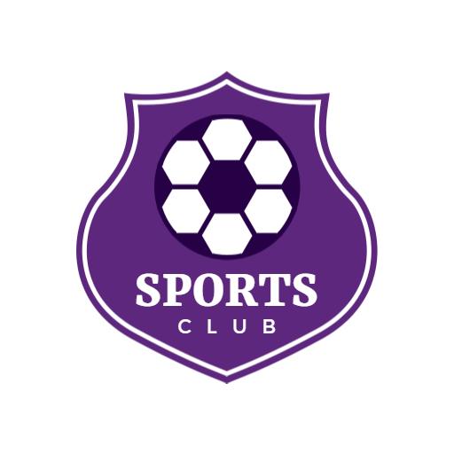 Creative Purple Sports Club Badge Featuring Soccer Design Logo Template