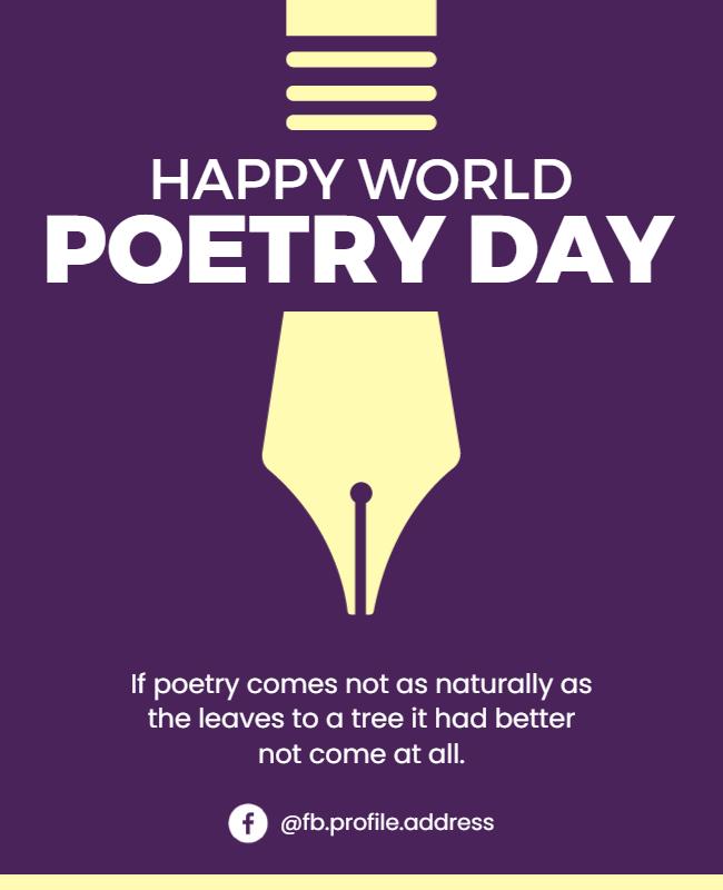 Creative Purple World Poetry Day Celebration Poster Template
