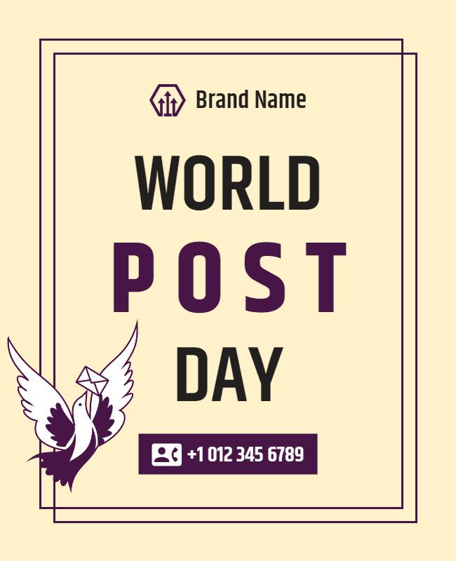 Creative Purple World Post Day Celebration Poster Template