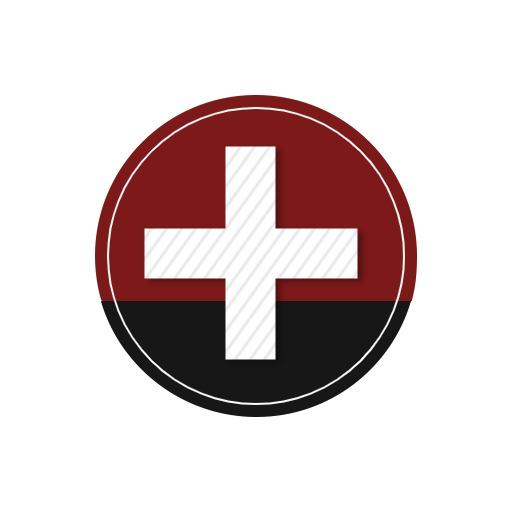 Creative Red and Black Circle Design Featuring Cross Logo Template
