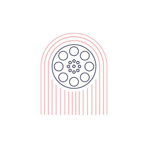Creative Red and Blue Film Reel Design for Entertainment Logo Template