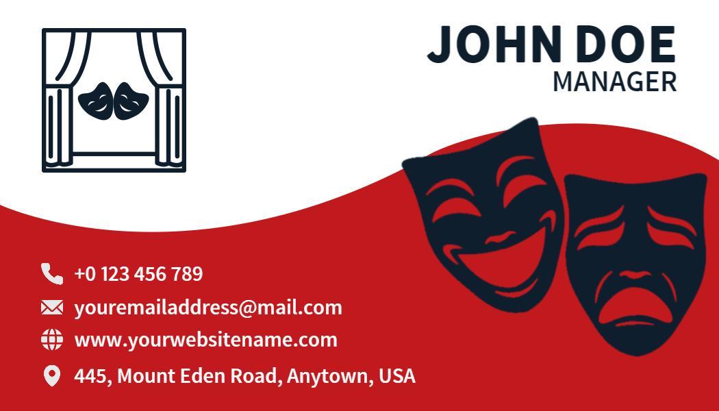 Creative Red Drama Theater Manager Business Card Template