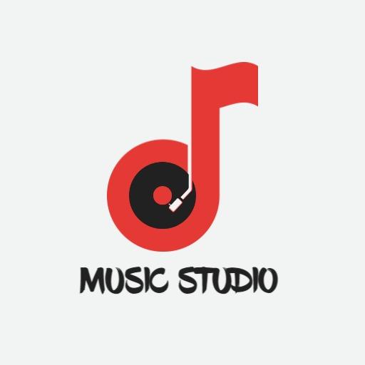 Creative Red Music Note Design Highlighting Music Studio Logo Template