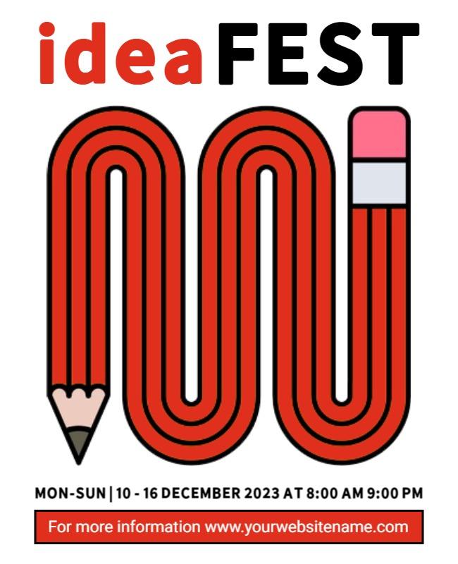 Creative Red Pencil Theme for Idea Festival Poster Template