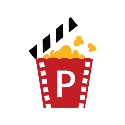 Creative Red Popcorn Bucket with Cinematic Letter P Logo Template