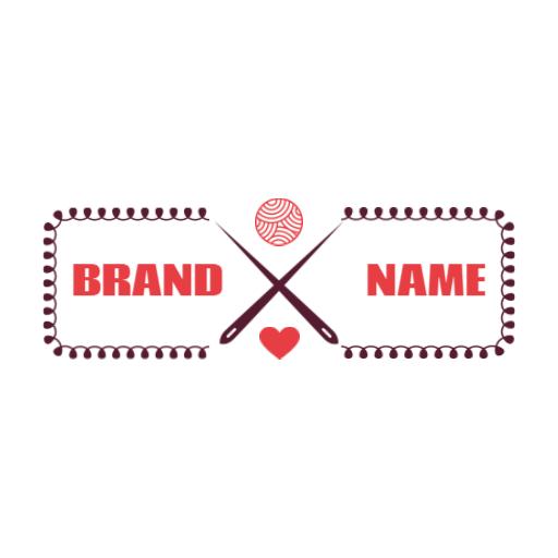 Creative Red Yarn and Knitting Needles Showcase Wool Logo Template