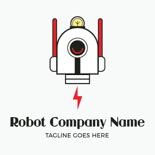 Creative Robot Design Featuring Bold Colors and Lightning Logo Template