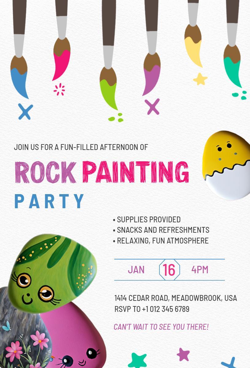 Creative Rock Painting Fun Adventure Paint Party Invitation Template