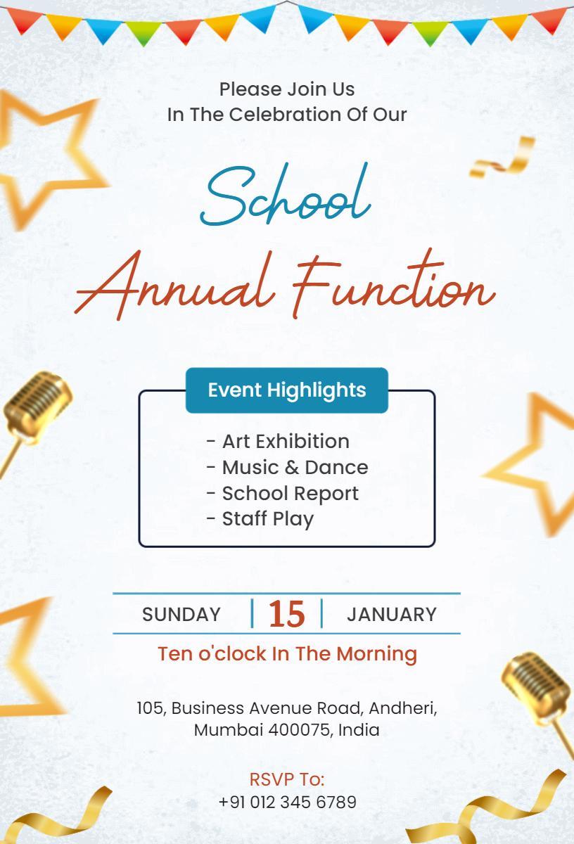 Creative School Annual Function Celebration Invitation Template