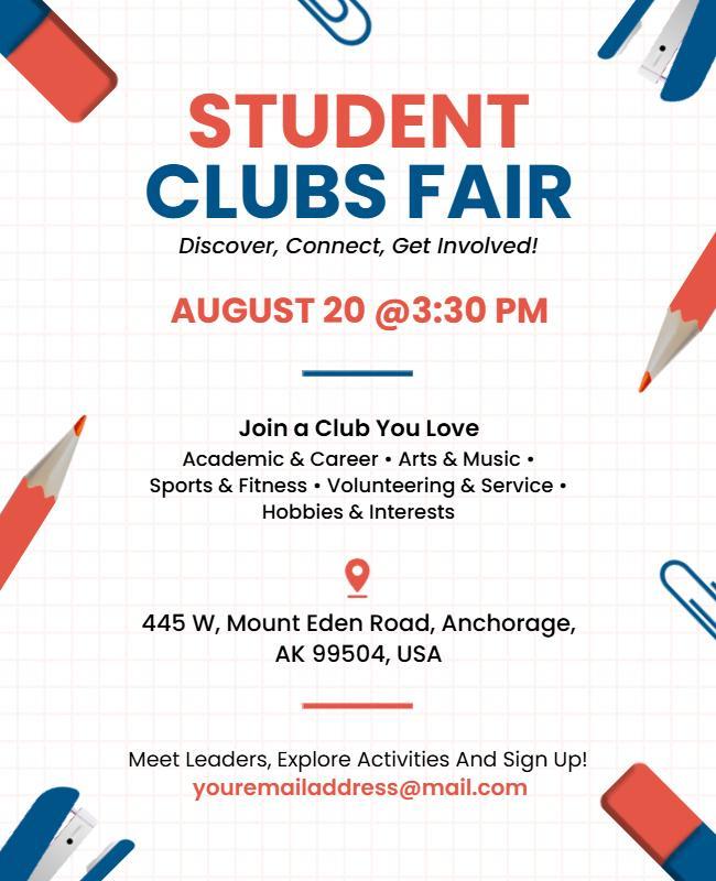 Creative School-Themed Student Clubs Recruitment Flyer Template