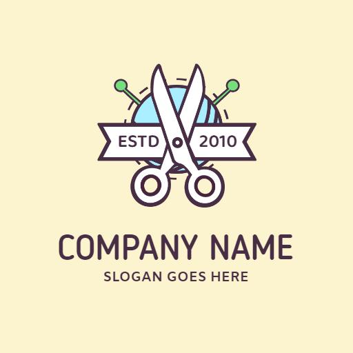 Creative Scissors and Needle Design for Handicraft Logo Template