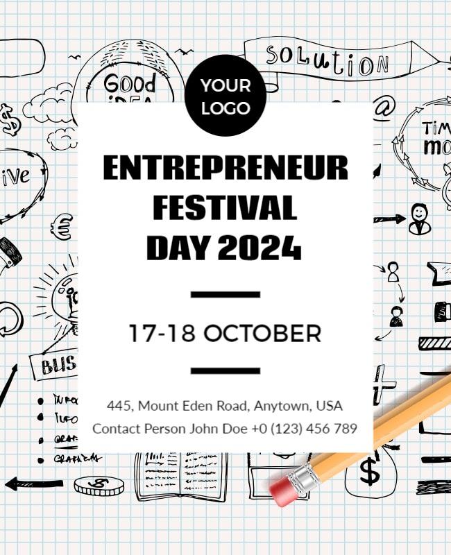 Creative Sketch Design for Entrepreneur Festival Poster Template