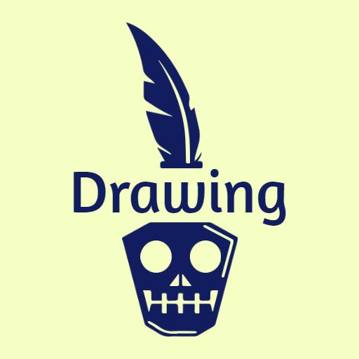 Creative Skull Design with Feather for Drawing Art Logo Template