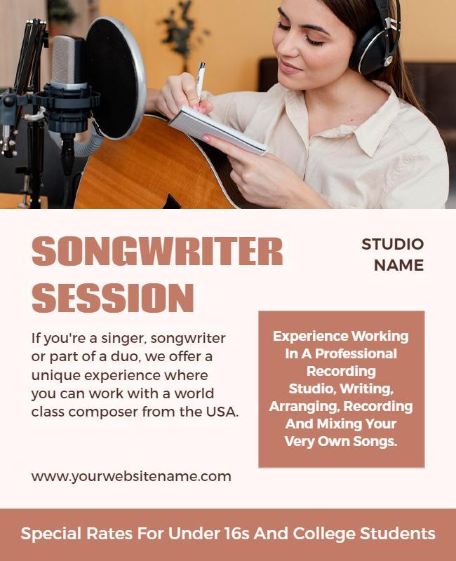 Creative Songwriter Session in Professional Studio Poster Template
