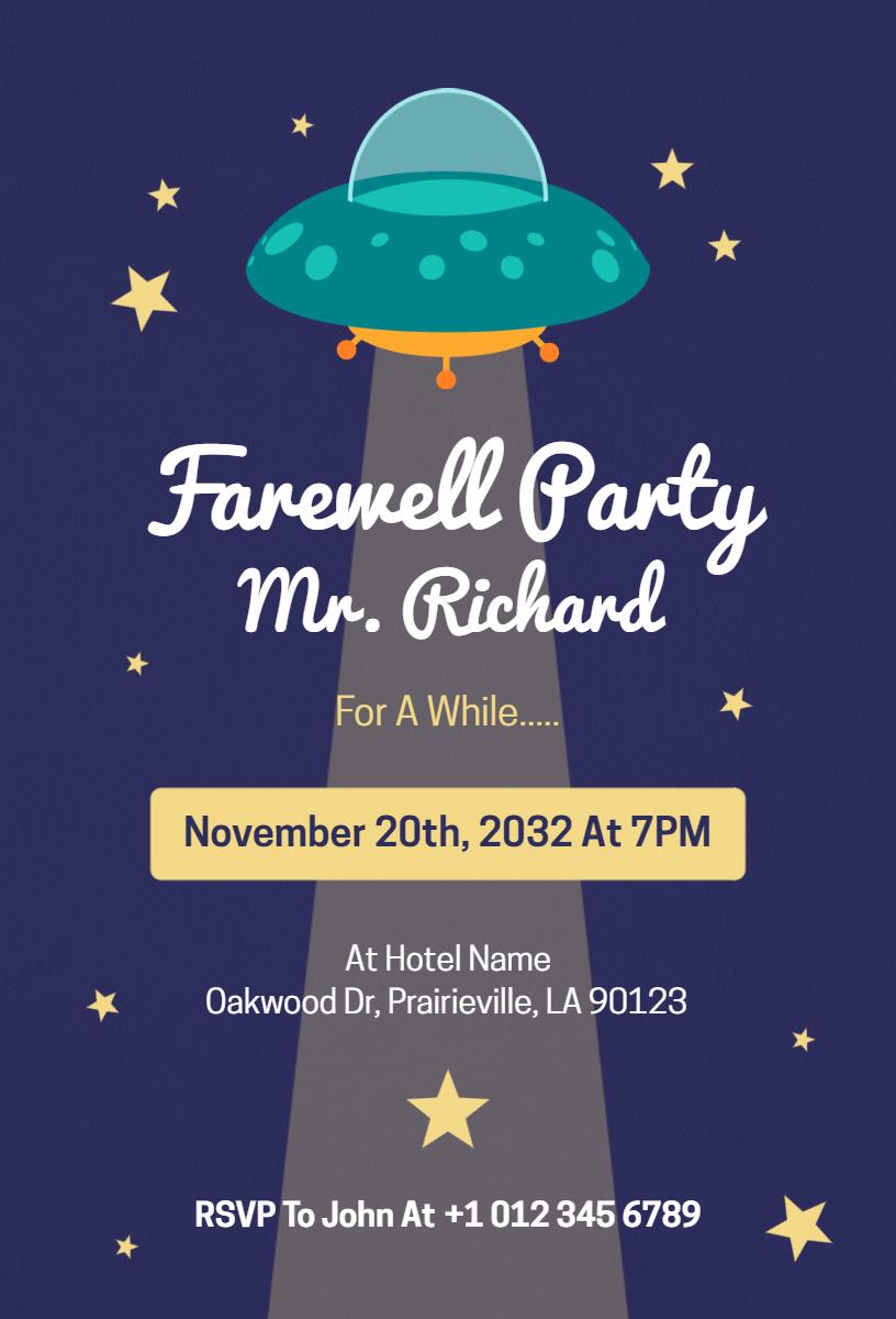 Creative Space Theme Farewell Party Invitation Template