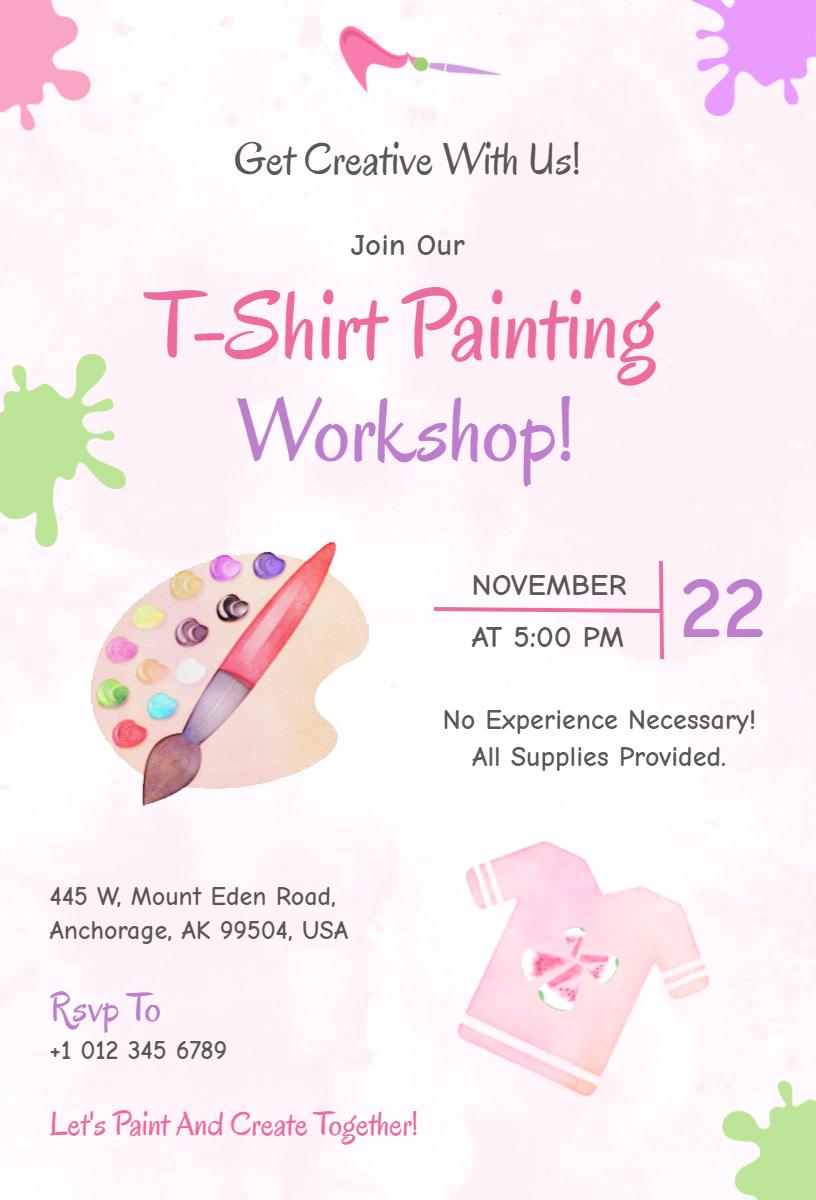 Creative T-Shirt Painting Artistic Workshop Invitation Template
