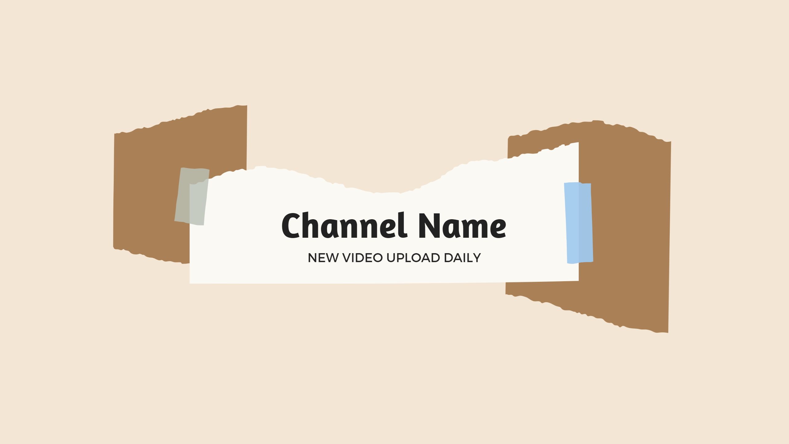 Creative Taped Paper Design with Neutral Background YouTube Banner Template