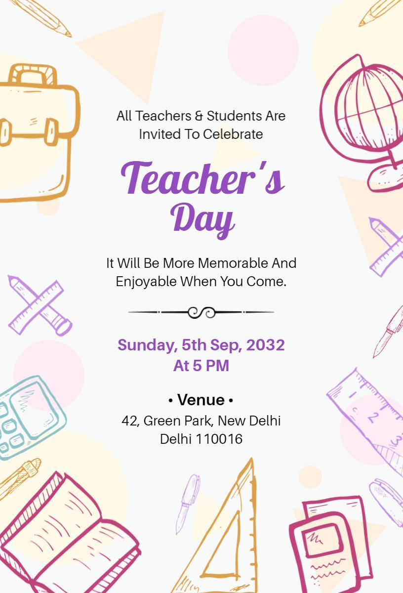 Creative Teacher's Day Celebration Appreciation Invitation Template
