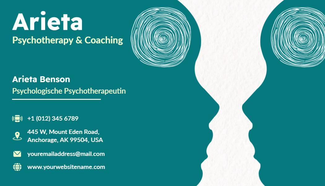 Creative Teal Psychology Coaching Visiting Card Template