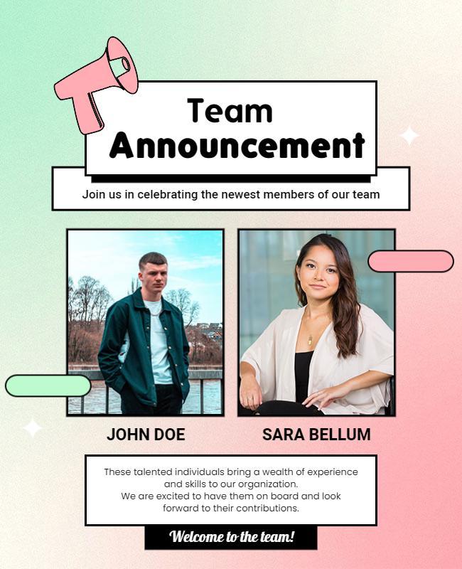Creative Team Announcement with Pastel Colors Poster Template