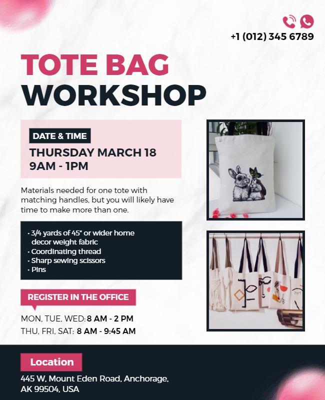 Creative Tote Bag Workshop Event Flyer Template