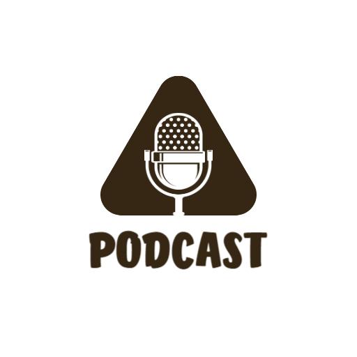 Creative Triangle Shaped Microphone Design for Podcast Logo Template