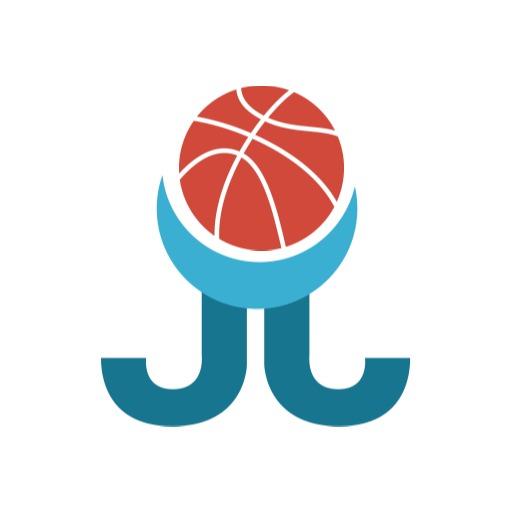Creative Turquoise and Red Basketball Dynamic Motion Logo Template