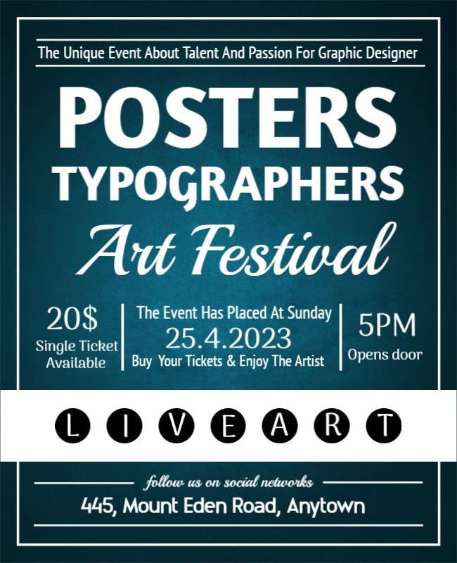 Creative Typography Design for Art Festival Poster Template