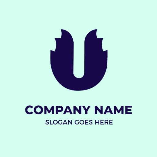 Creative U Letter Design in Deep Blue on Soft Green Logo Template