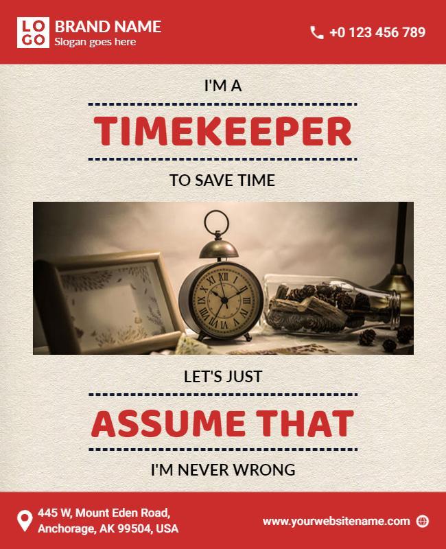 Creative Vintage Clock Timekeeper Promotional Poster Template