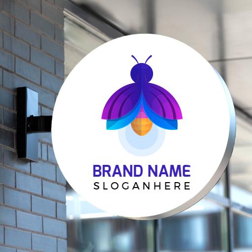 Creative Violet and Blue Bee Inspired Mockup Logo Template