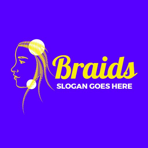 Creative Violet and Yellow Hairstyle Design for Braids Logo Template