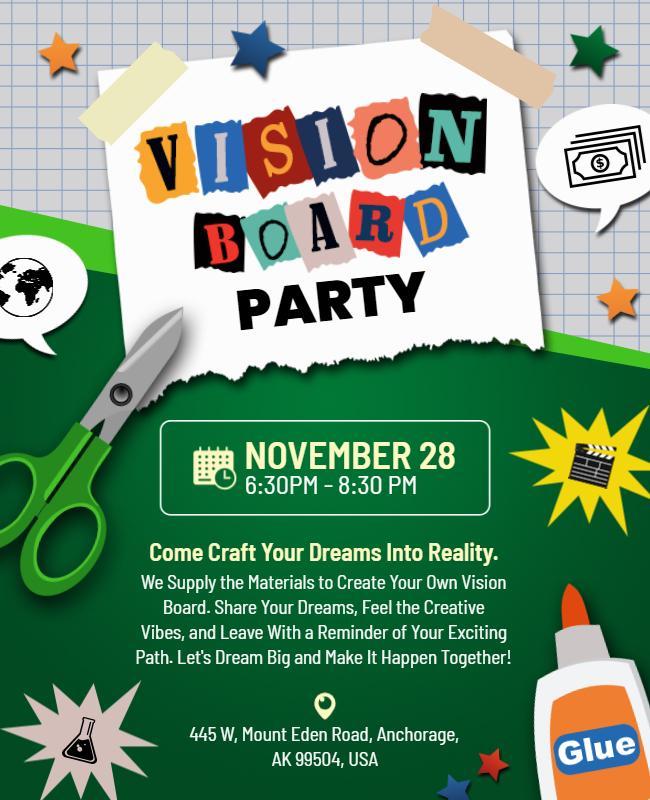 Creative Vision Board Party Invitation Flyer Template