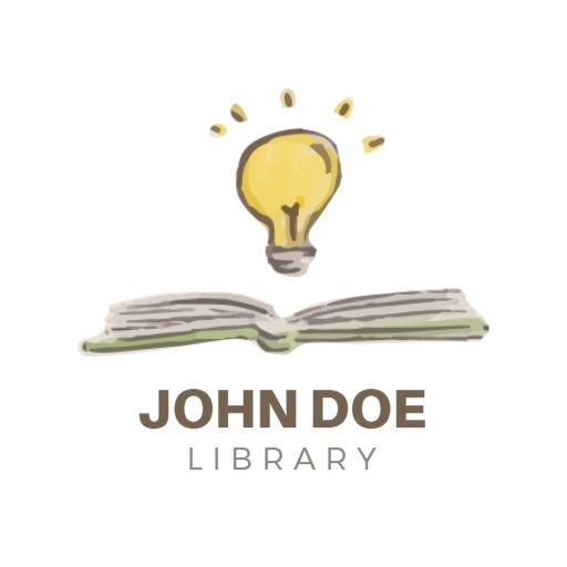 Creative Watercolor Open Book and Light Bulb Library Logo Template
