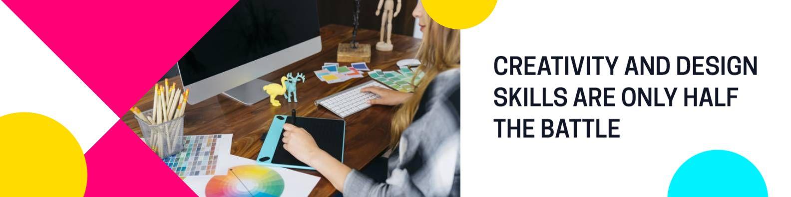 Creative Workspace with Bright Colors and Tools LinkedIn Banner Template