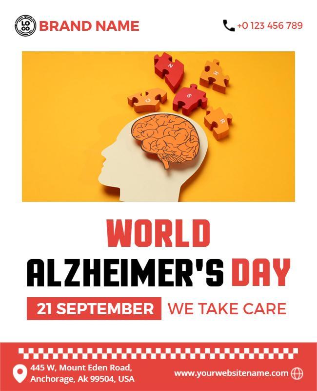 Creative Yellow Awareness World Alzheimer's Day Poster Template