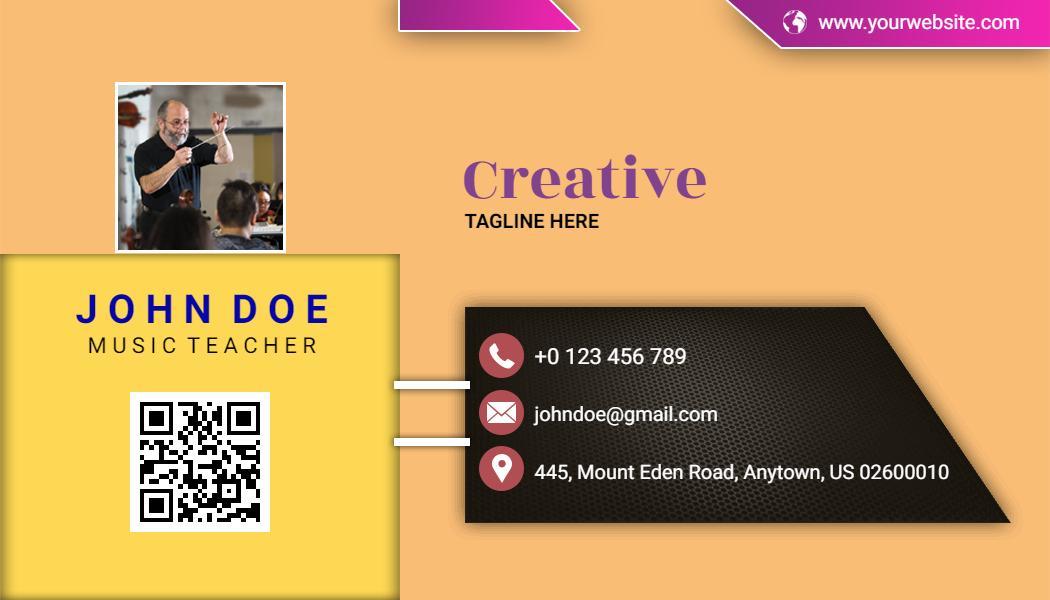 Creative Yellow Music Teacher Identity Card Template