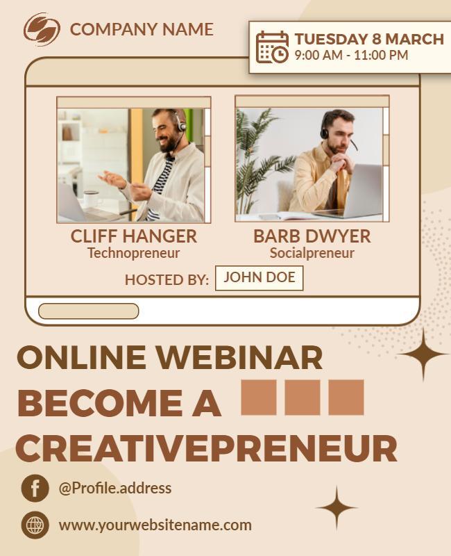 Creativepreneur Online Webinar Event Flyer Template