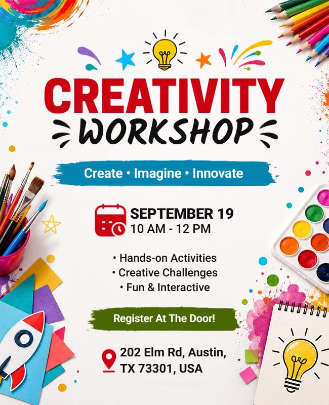 Creativity Workshop Announcement Flyer Template