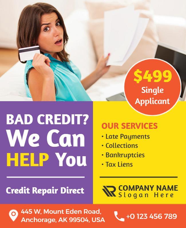 Credit Repair Service Promotional Flyer Template